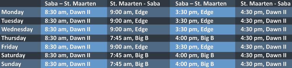 Saba Ferry Schedule