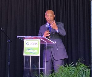 Daniel Gibbs speaking at CaribAvia 2019